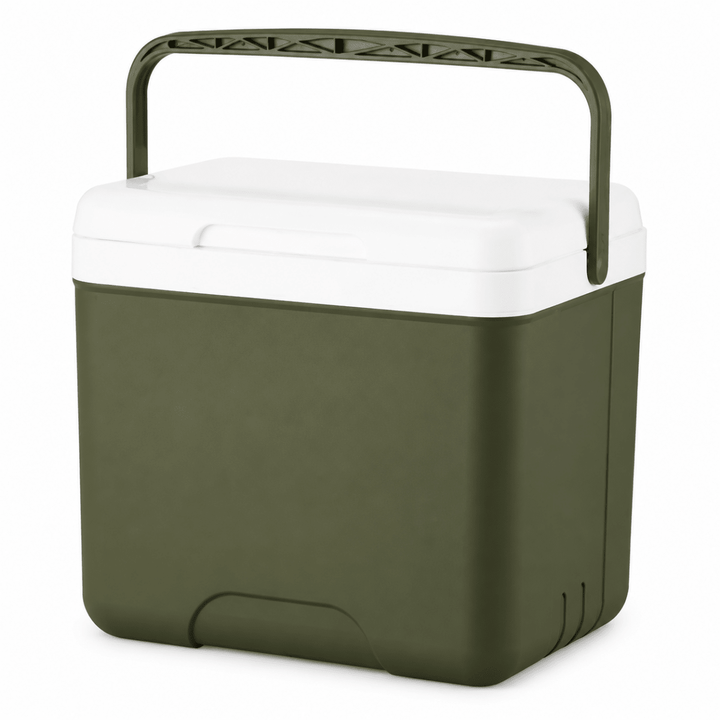 Side view of the portable cooler box showing compact design