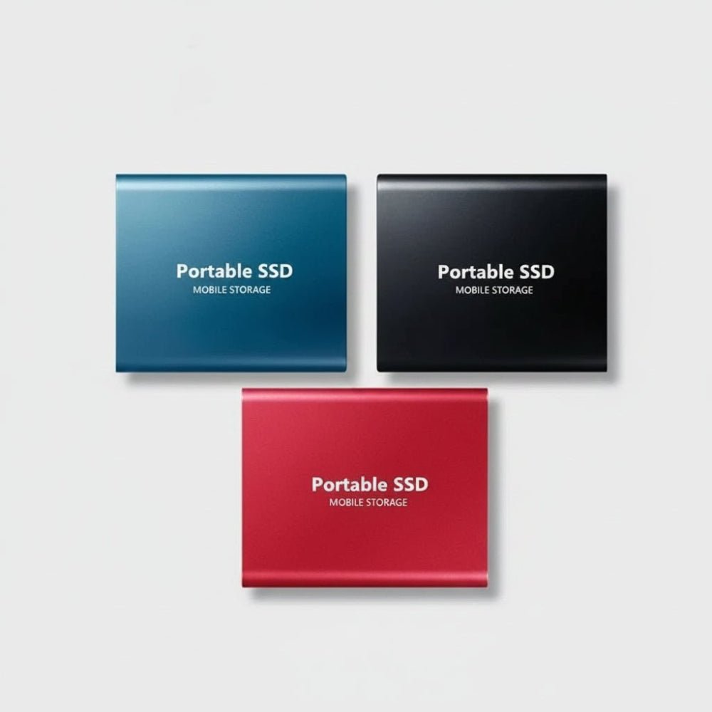 Shock-resistant portable external SSD USB-C high-speed storage drive for media backup