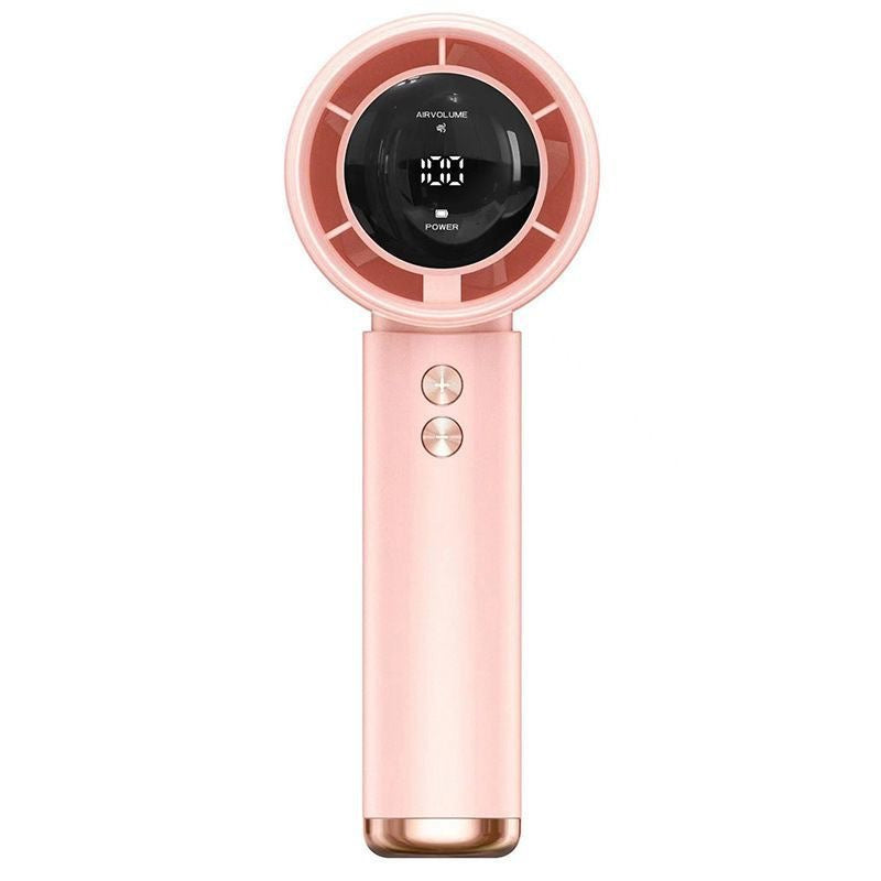 USB rechargeable mini desk fan operating on a flat office surface