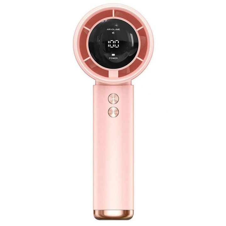 USB rechargeable mini desk fan operating on a flat office surface