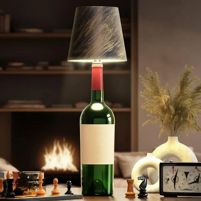 Indoor outdoor lighting solution placed on a cozy living room shelf