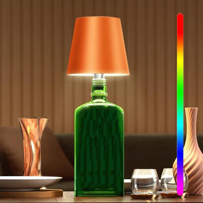 Wireless lamp styled elegantly on a contemporary restaurant table