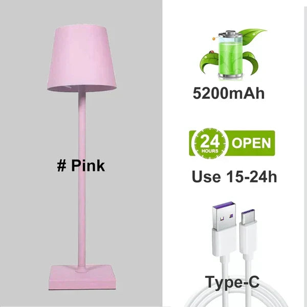 Rechargeable LED desk lamp in sleek aluminium with touch control