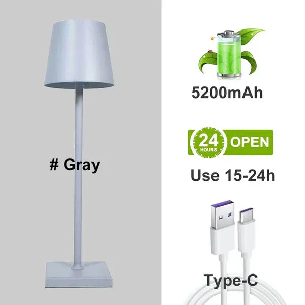 Cordless home decor table lamp illuminating a modern workspace