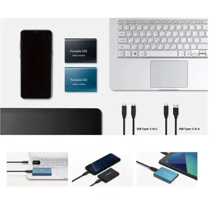 External storage USB-C drive showing metal casing and sleek modern profile