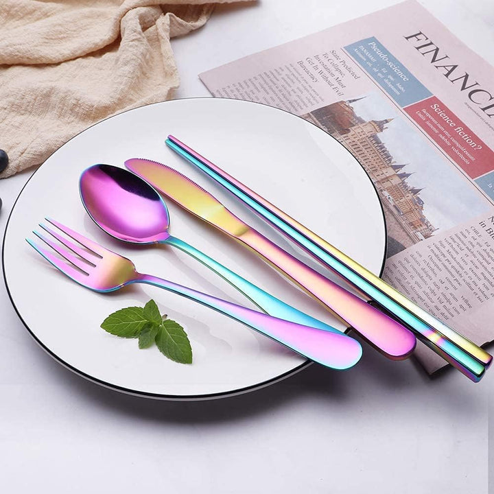 Eco friendly stainless steel cutlery set with modern sleek design