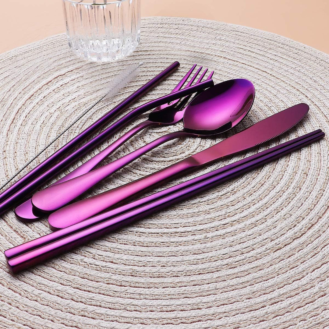 Eco friendly reusable travel cutlery set reducing plastic waste