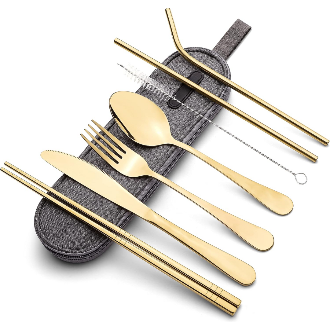 Travel accessories portable utensils set in a compact storage box