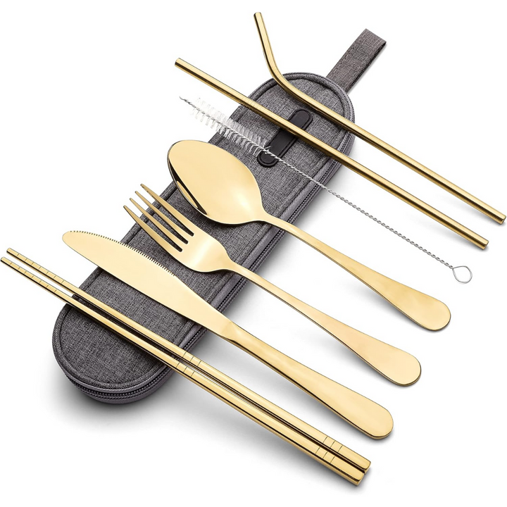 Travel accessories portable utensils set in a compact storage box