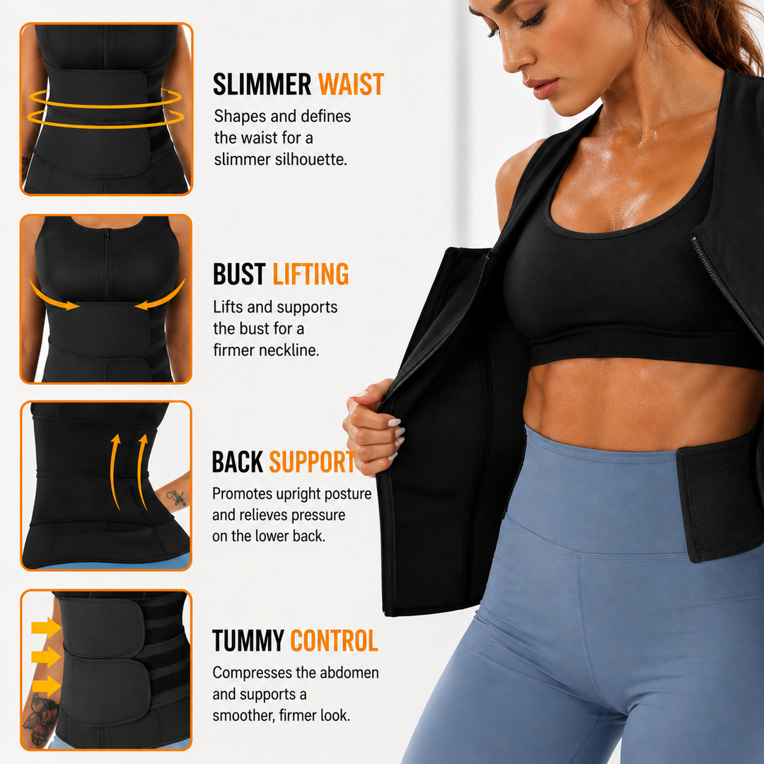 Demonstration of back corrector brace fitting securely for men and women