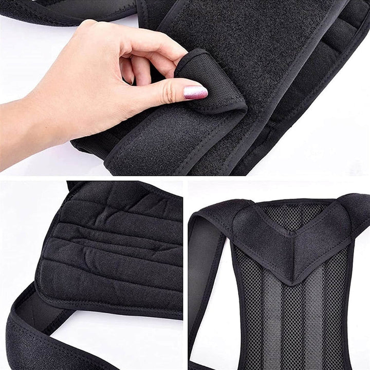 Unisex posture corrector vest for back pain relief showing adjustable shoulder straps