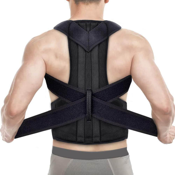 Adjustable shoulder support brace to improve posture and relieve back strain