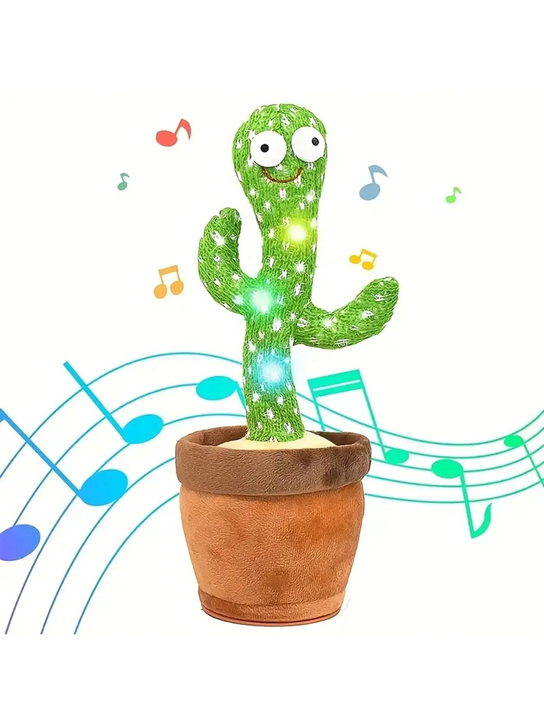 Isolated view of the dancing and singing cactus toy with music notes