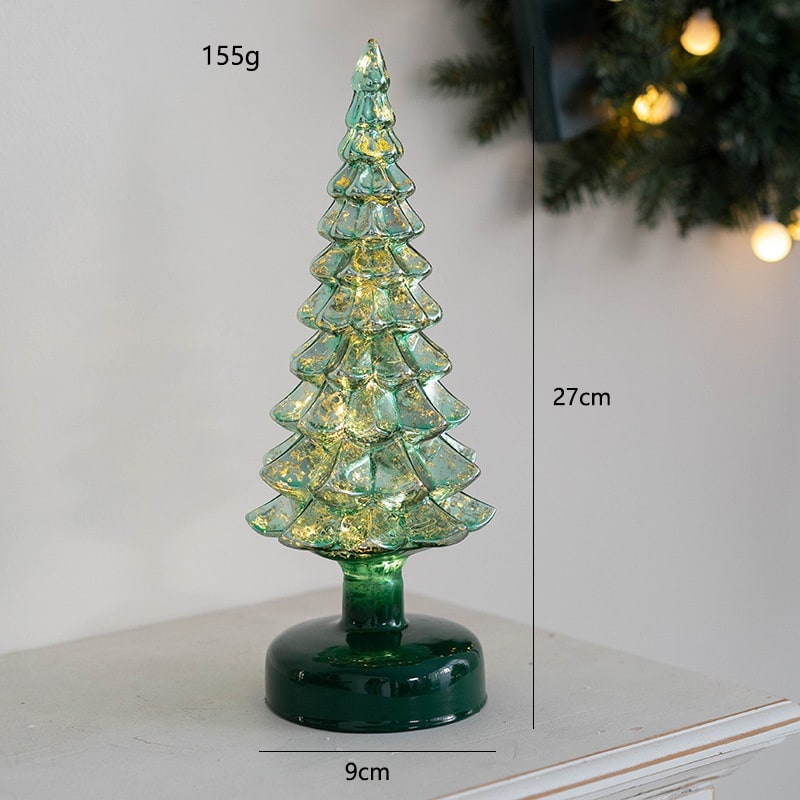 Battery-operated style glass tabletop tree glowing for Christmas