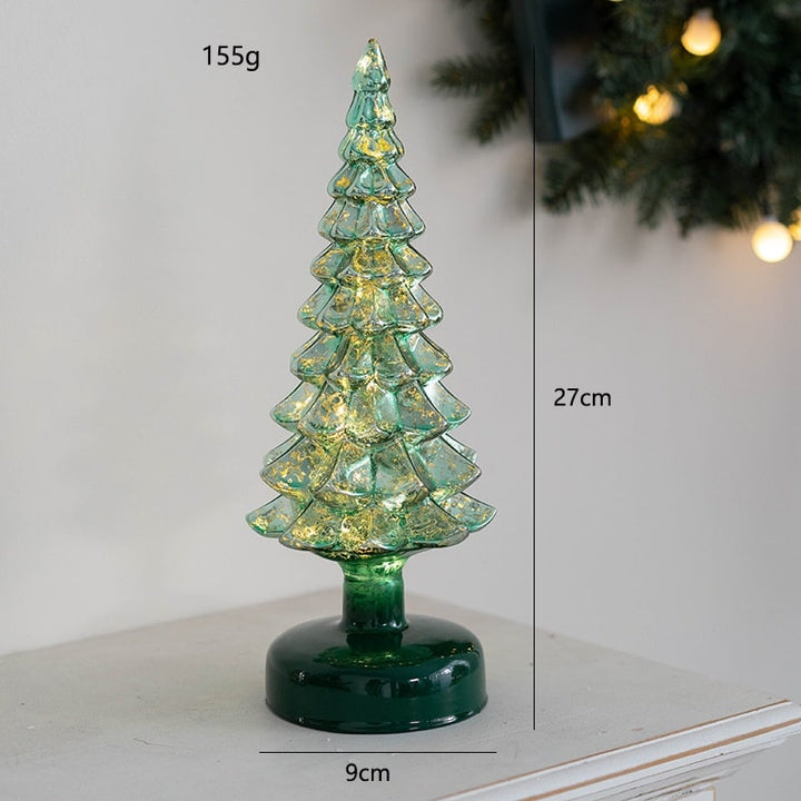 Battery-operated style glass tabletop tree glowing for Christmas