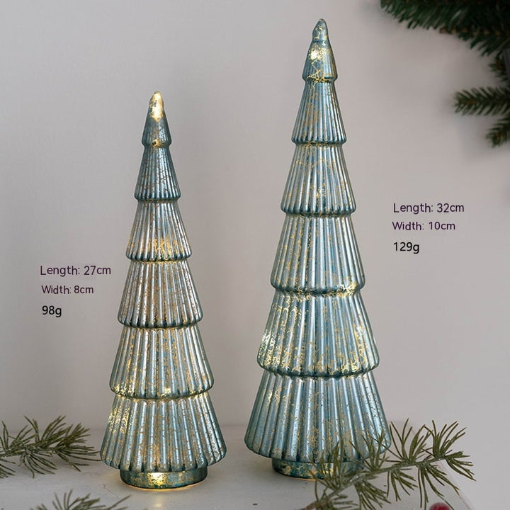 Pre-lit tabletop tree glowing brightly for winter holiday ambience