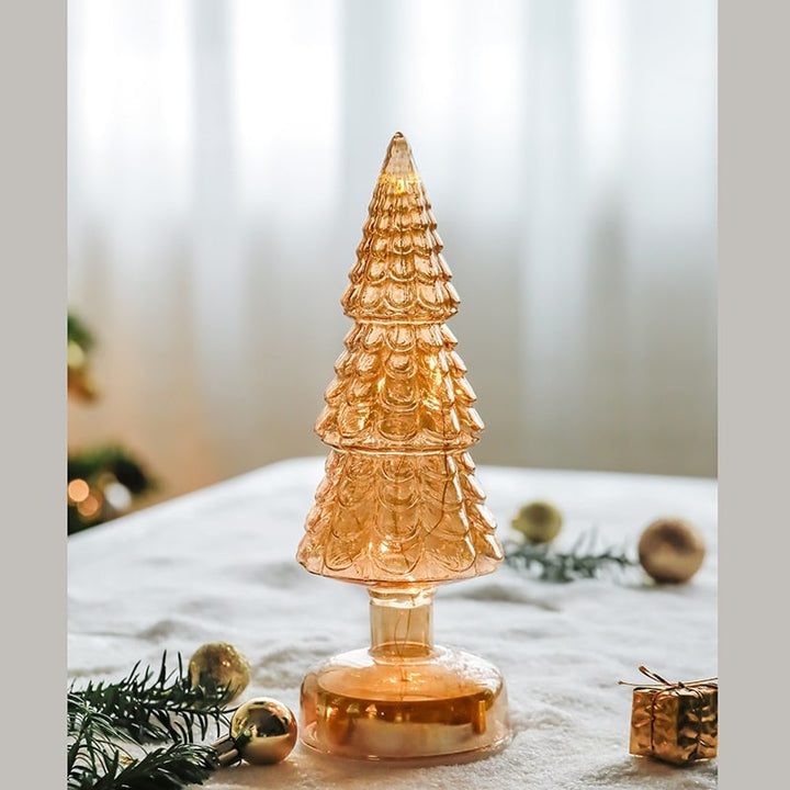 Indoor decorative tabletop Christmas tree featuring built-in LED lights