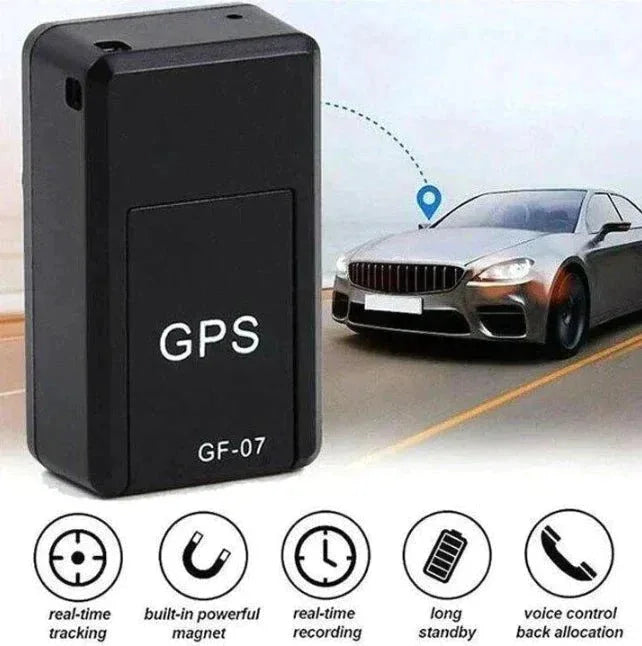 Real time tracking GPS locator device placed on a vehicle metal surface