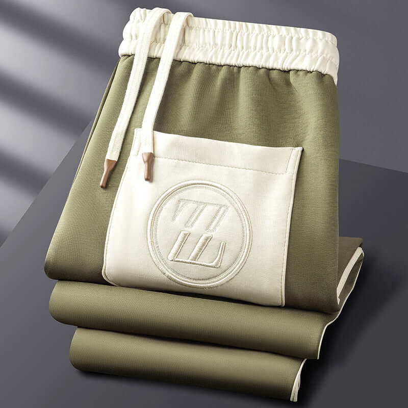 Mens sportswear joggers ankle hem and stitching detail