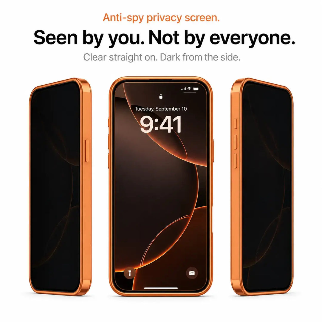 Heavy-duty metal bumper case with clear back and privacy filter
