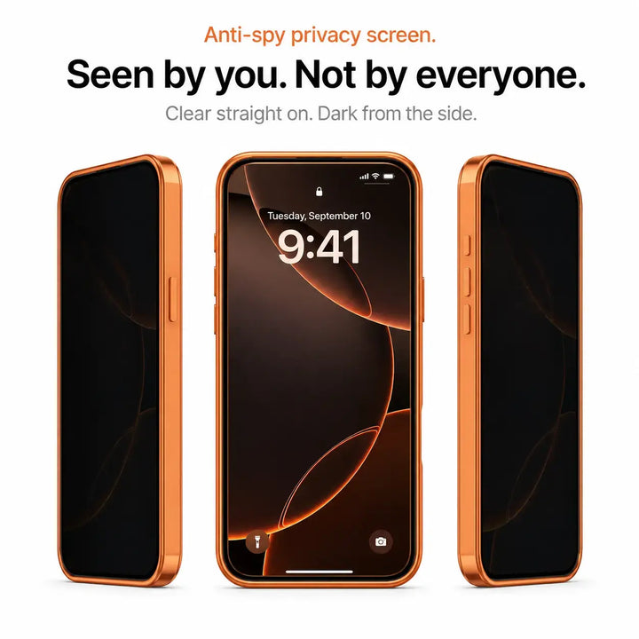 Heavy-duty metal bumper case with clear back and privacy filter