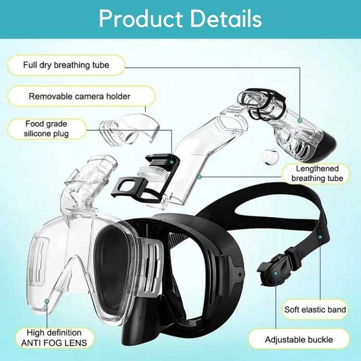 Unisex foldable snorkel mask in bright color for diving gear enthusiasts
