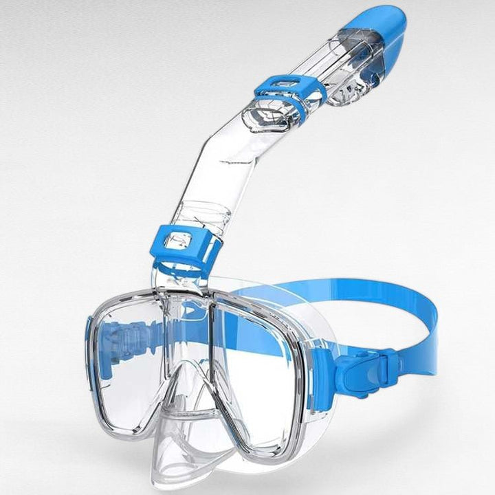 Close up of underwater vision snorkel mask valve and purge system