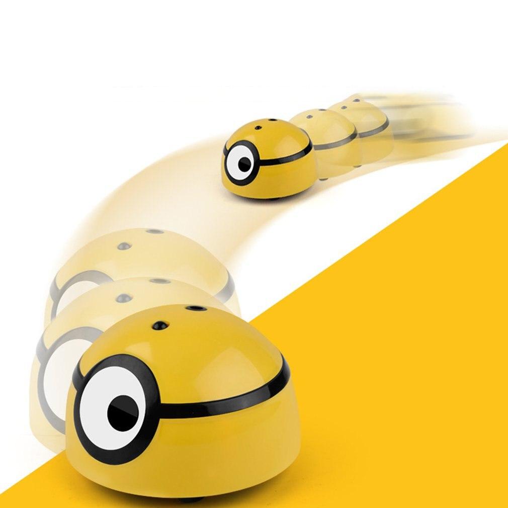 Interactive smart escaping toy moving across a surface with LED lights