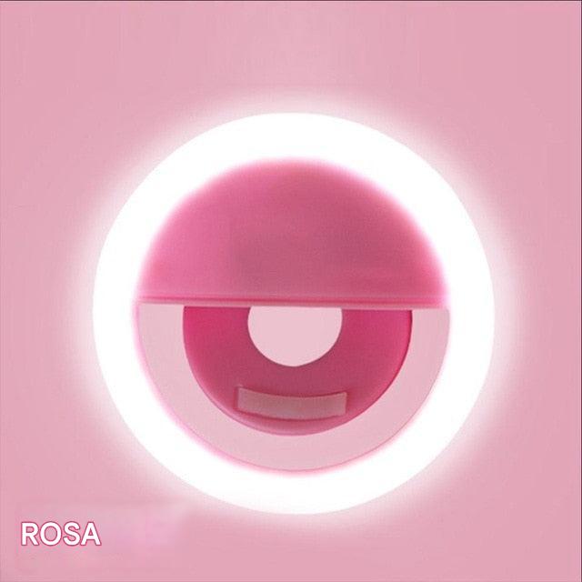 Top view of the portable selfie ring light highlighting its sleek and lightweight build