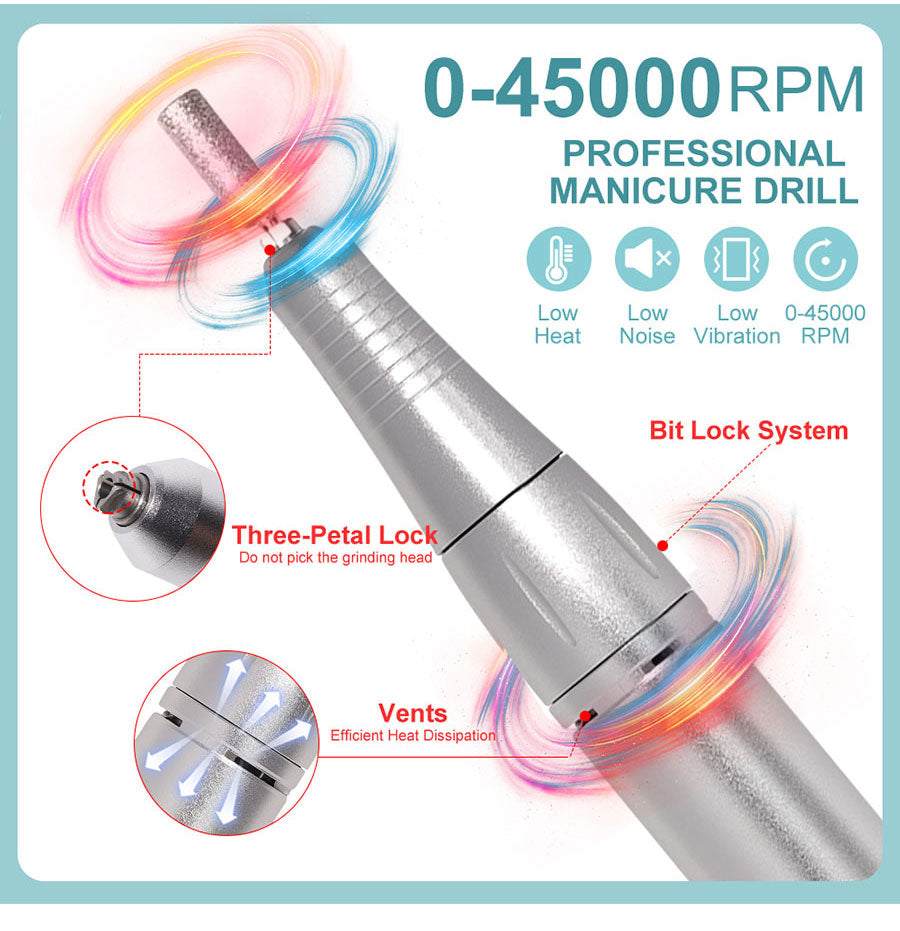 Professional nail care tool kit with electric file and drill bits included
