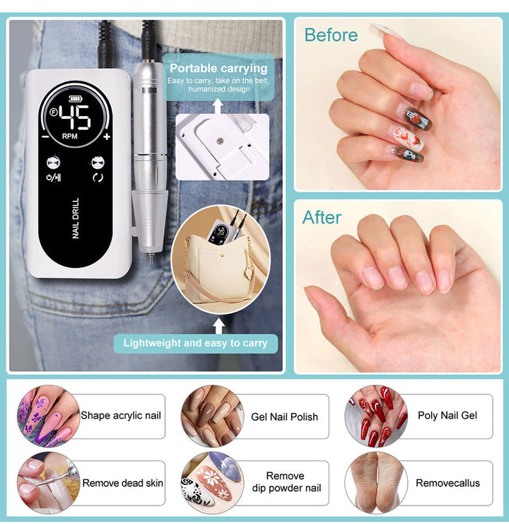 Low noise electric nail file operating smoothly for professional manicure