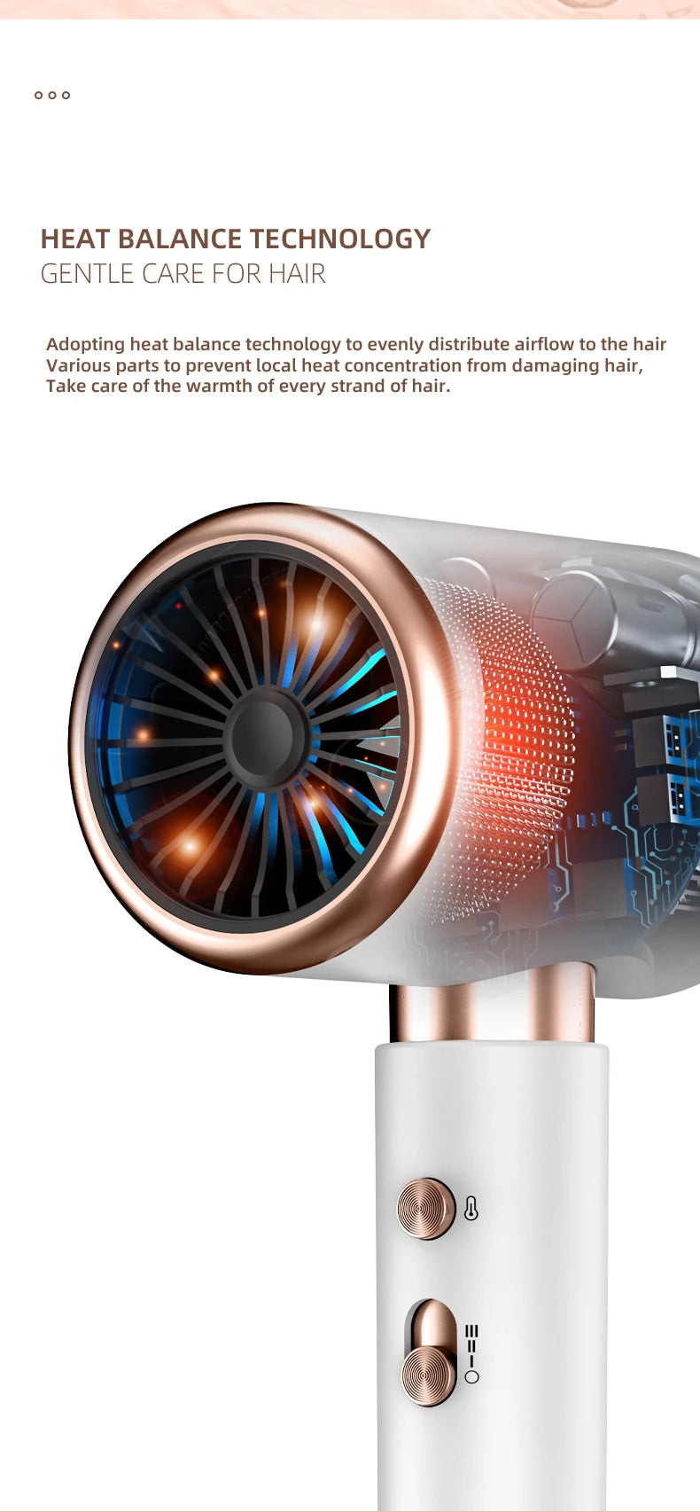 Powerful motor hairdryer designed for daily salon use
