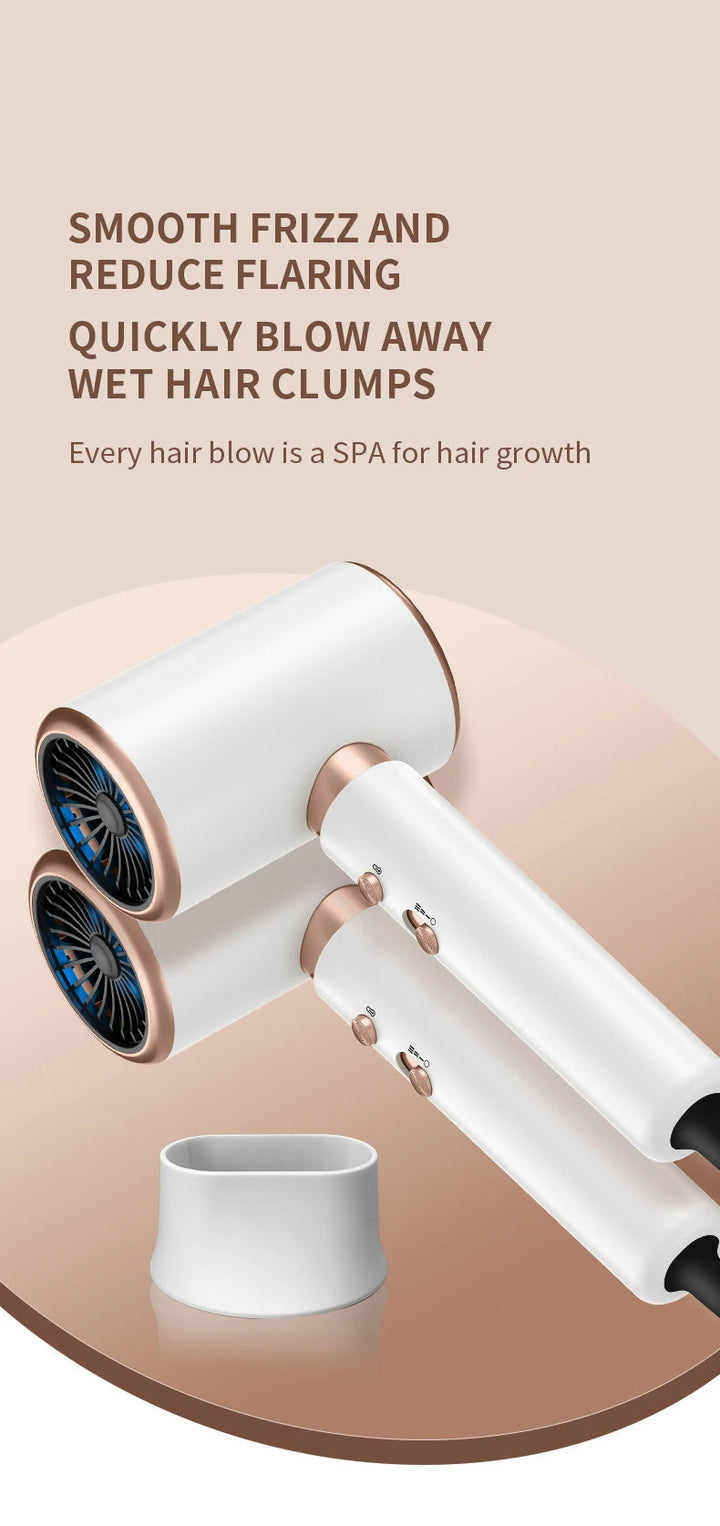 Close-up of nozzle on professional ionic hair dryer