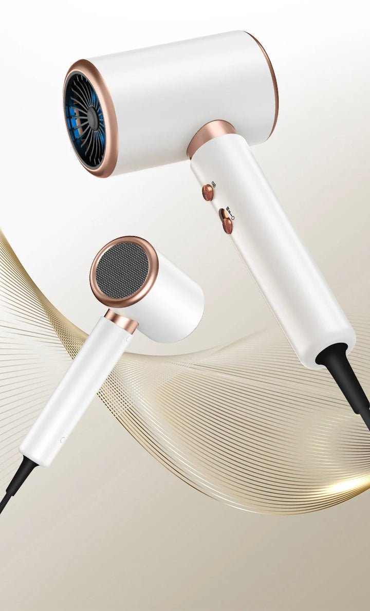 Ergonomic grip and control switches on hairdryer