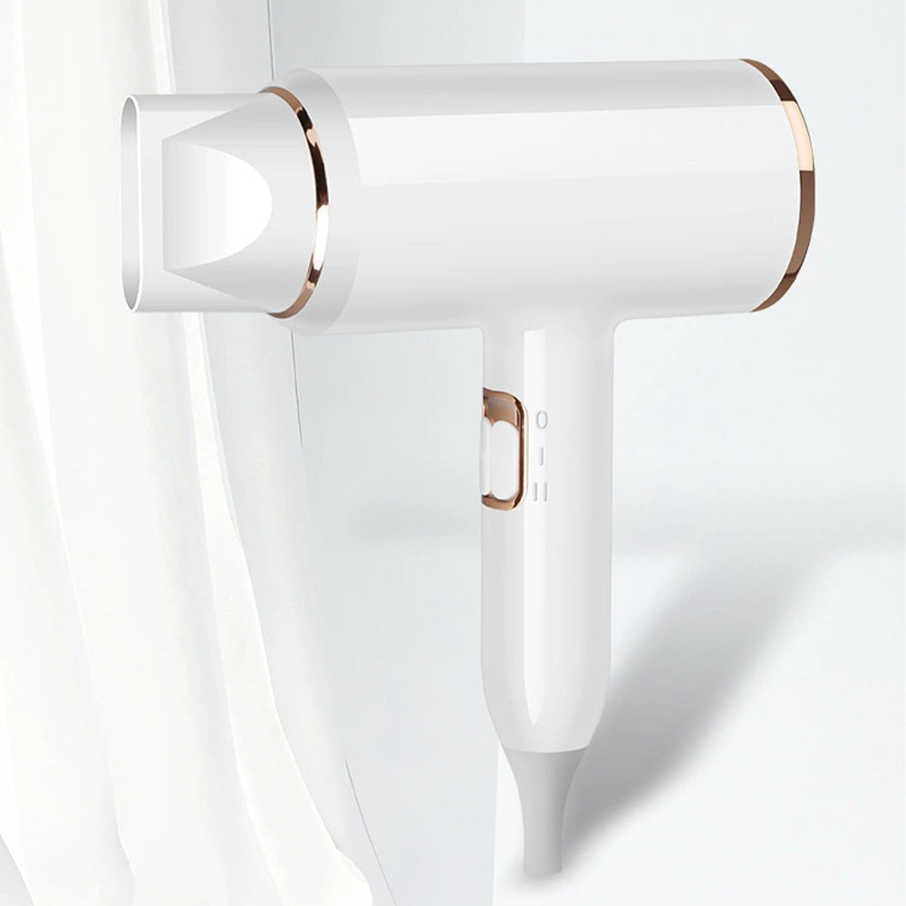 White and rose gold professional 2400W ionic hair dryer with nozzle attachment