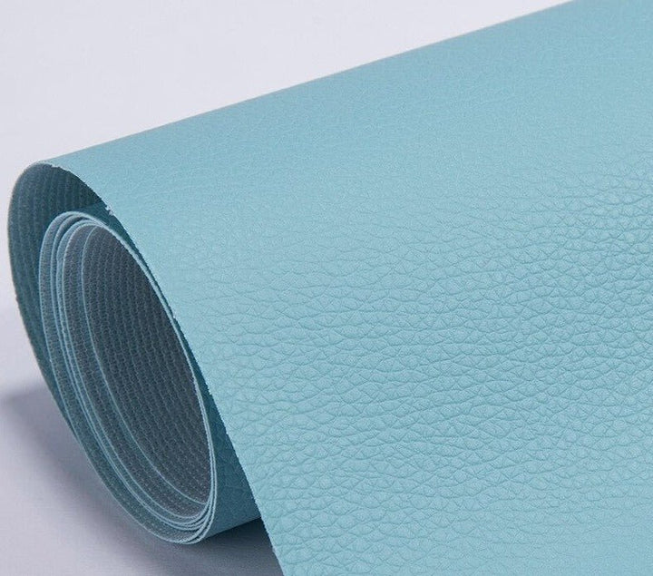 Step-by-step application of leather patch on a torn car seat