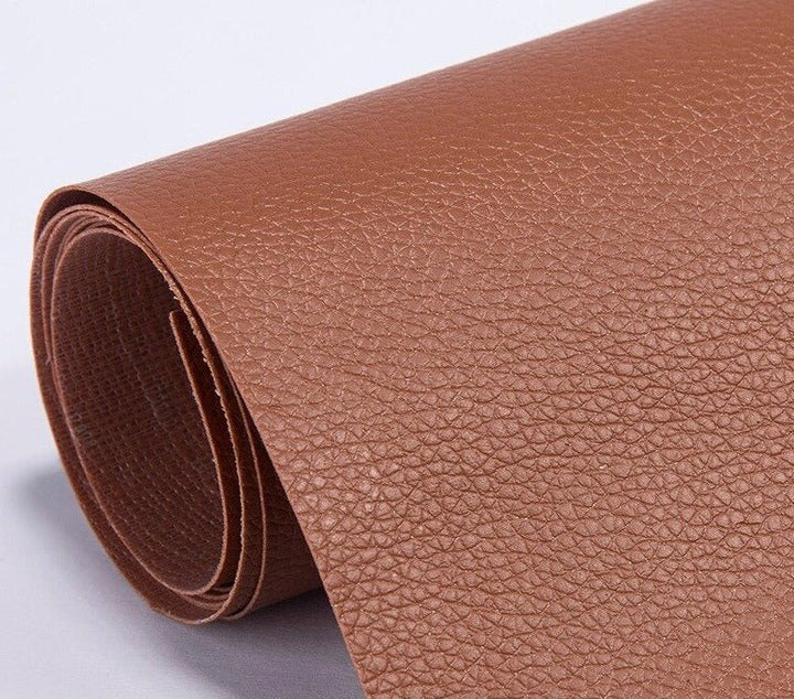 Flexible leather repair sticker conforming to curved chair surfaces