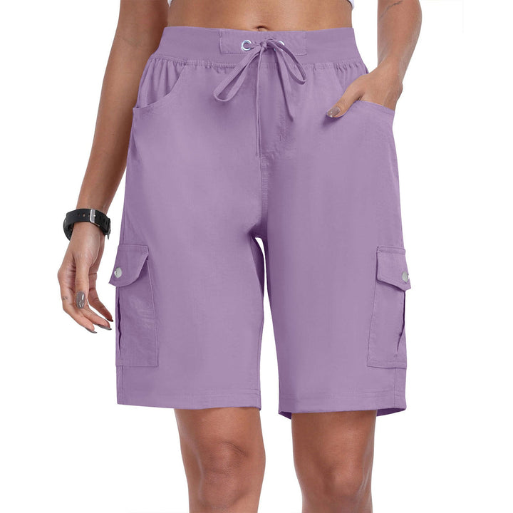 Low-angle shot of womens outdoor shorts during a mountain hiking expedition