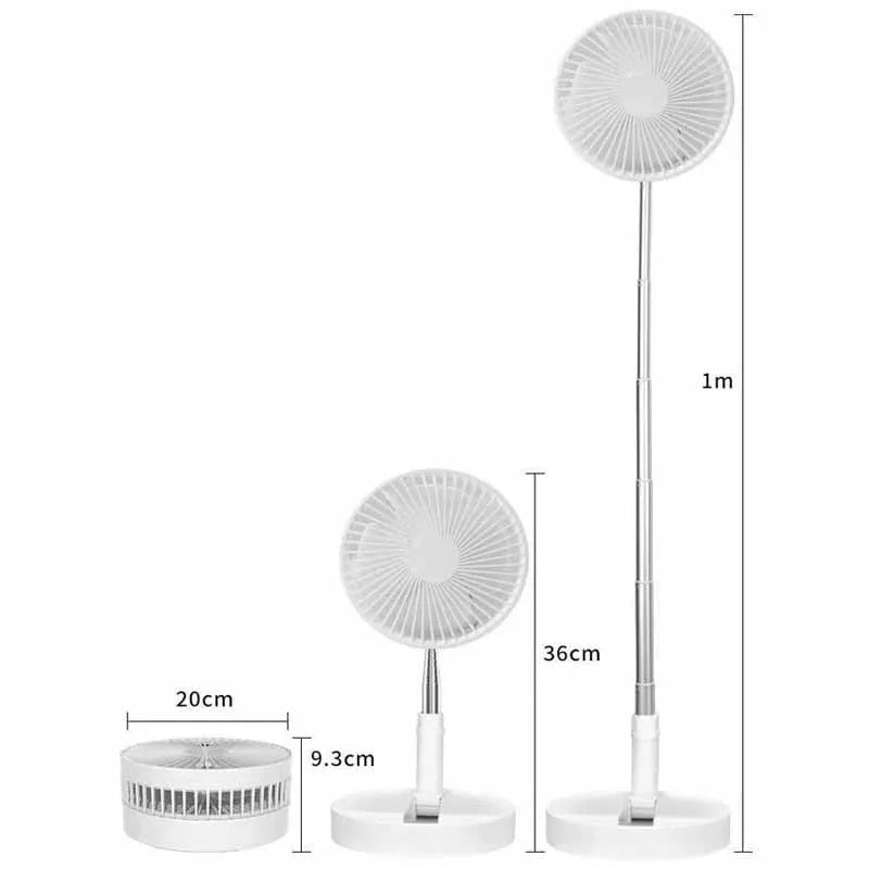 Pink travel cooling fan shown folding flat for compact storage