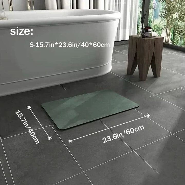 Non-slip diatomite bath mat with quick-drying stone surface for bathroom floor