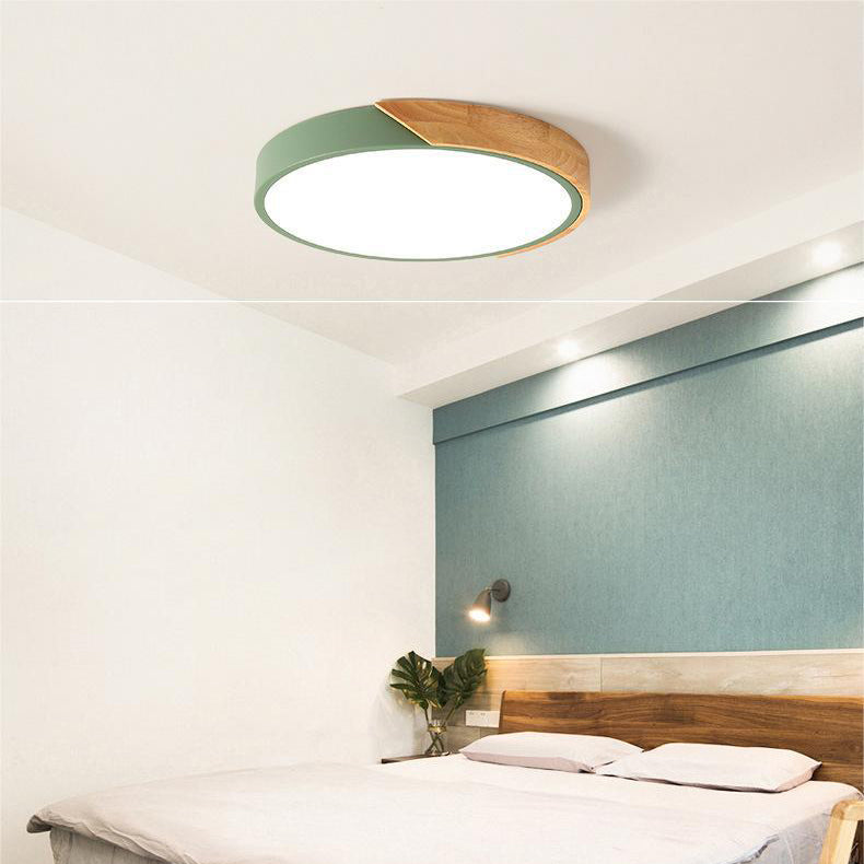Close-up of wooden texture and modern minimalist design on Scandinavian ceiling light