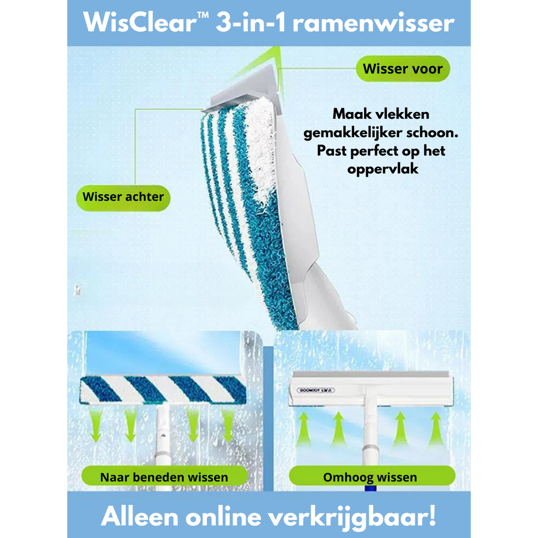 Diagram showing the front and back washing functions of the window squeegee