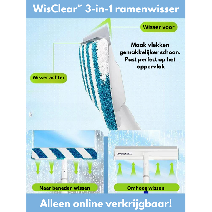 Diagram showing the front and back washing functions of the window squeegee