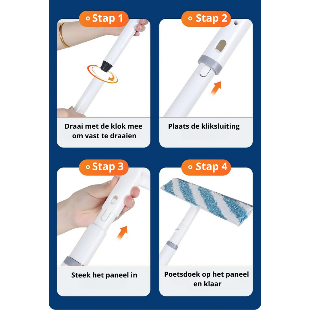 Compact glass cleaner and squeegee tool for streak-free home cleaning
