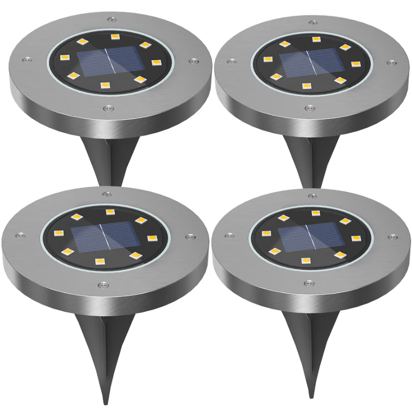 Eco-friendly solar powered outdoor light glowing in daylight
