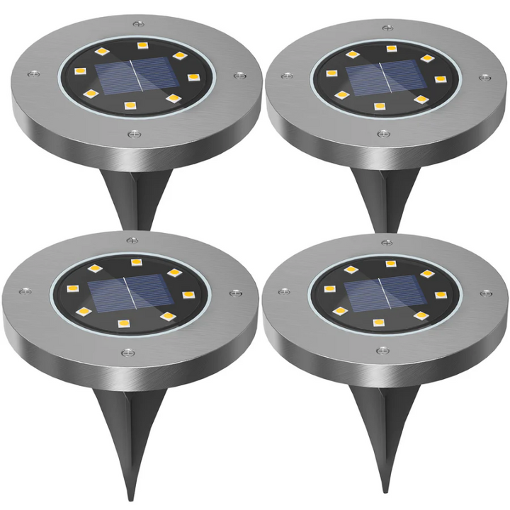 Eco-friendly solar powered outdoor light glowing in daylight