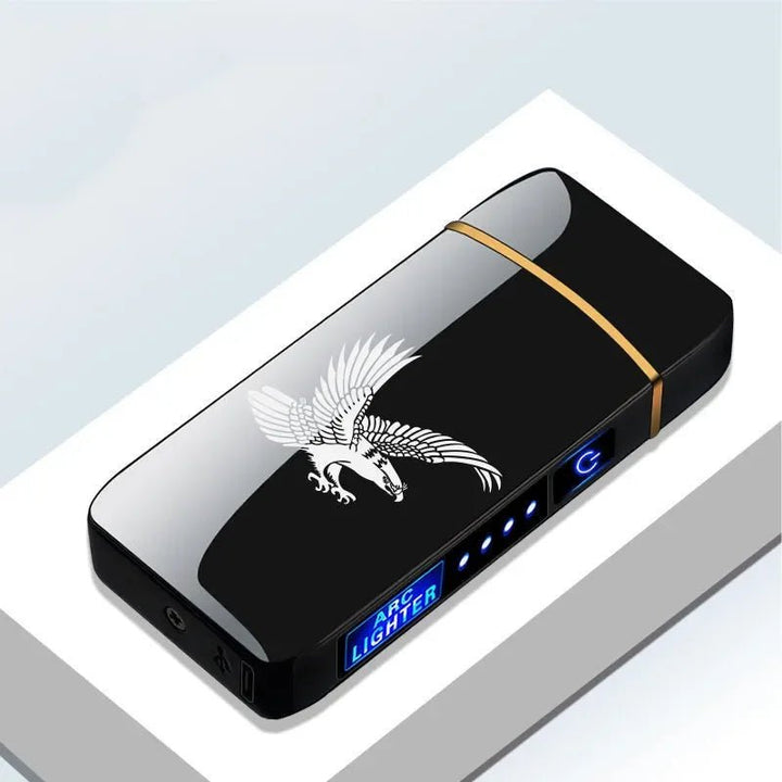 Rechargeable USB dual arc plasma lighter in sleek metallic finish [[lstfy-media:4]]