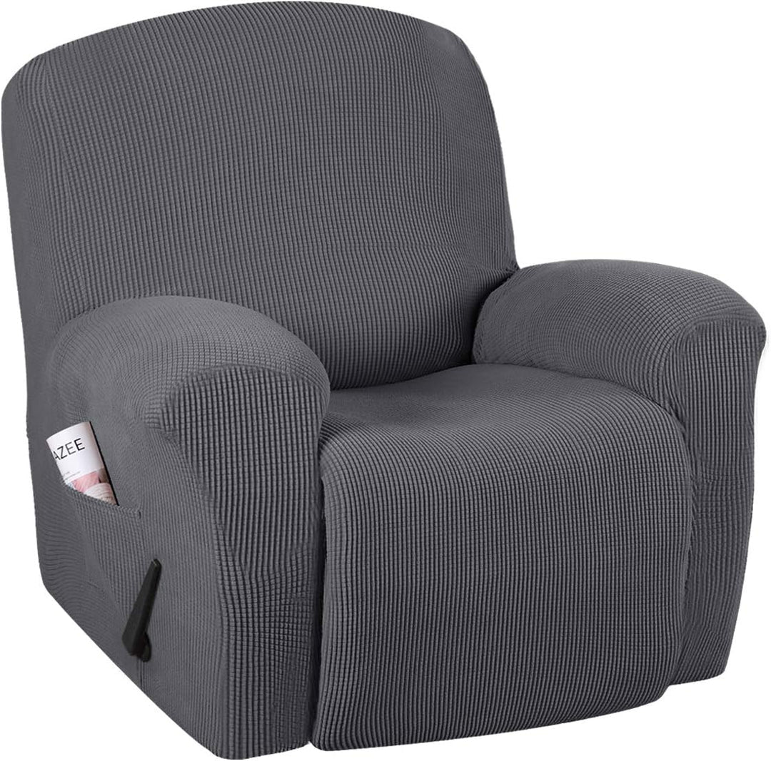 Textured jacquard fabric close-up of stretchable recliner chair slipcover