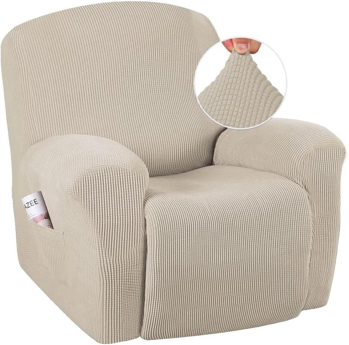 Back view of furniture protector showcasing snug fit on recliner