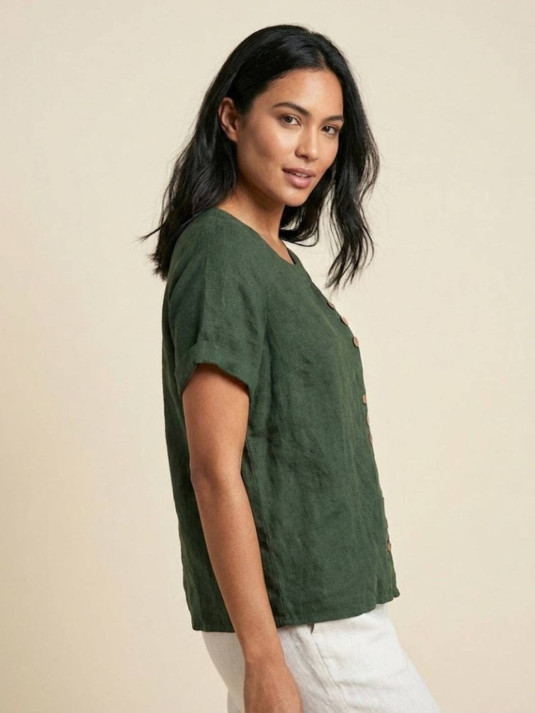 Front view of women's casual summer fashion tee shirt